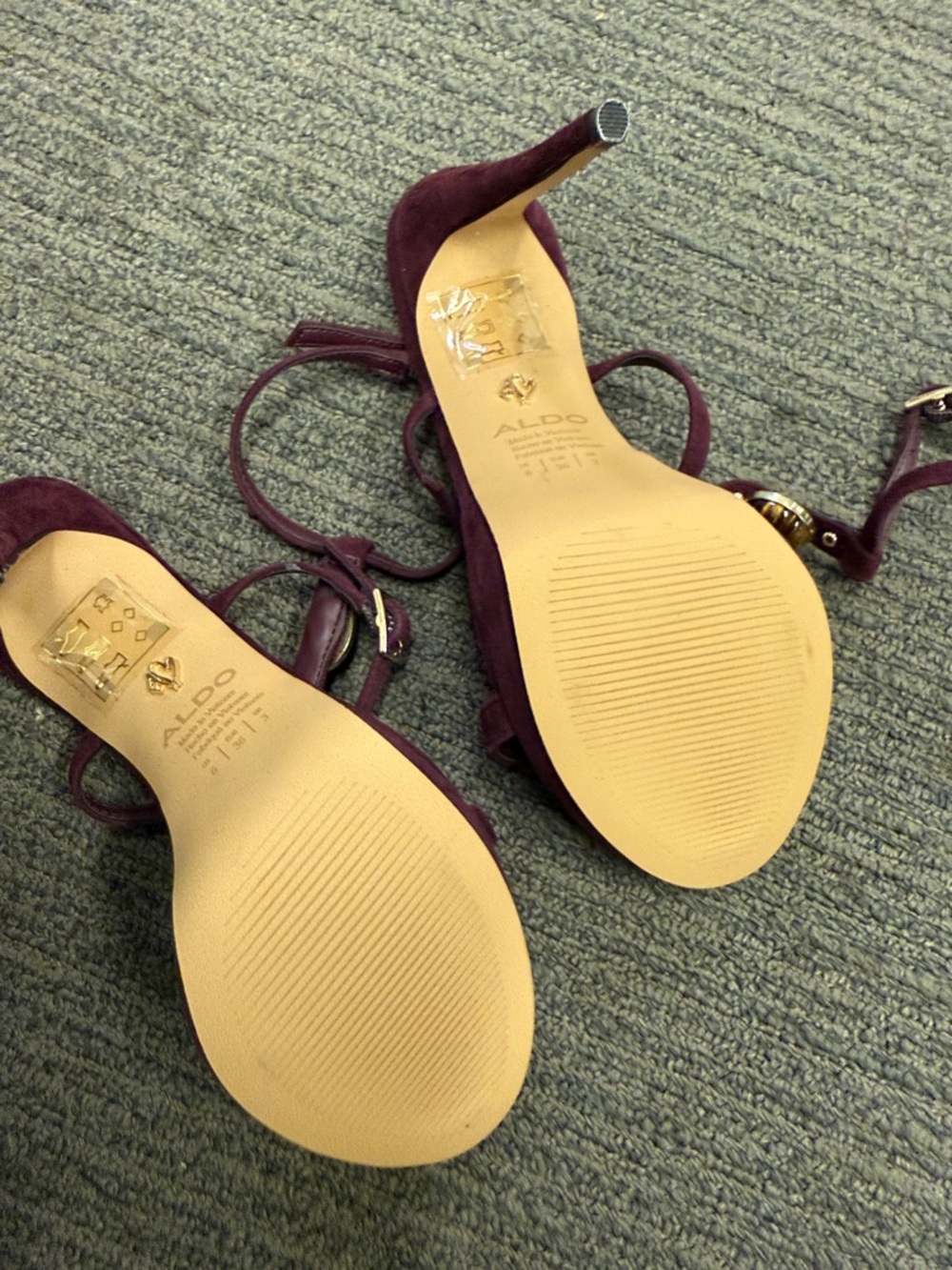 ALDO Plum Suede Gem-Embellished Strappy Sandals - Picture 5 of 5